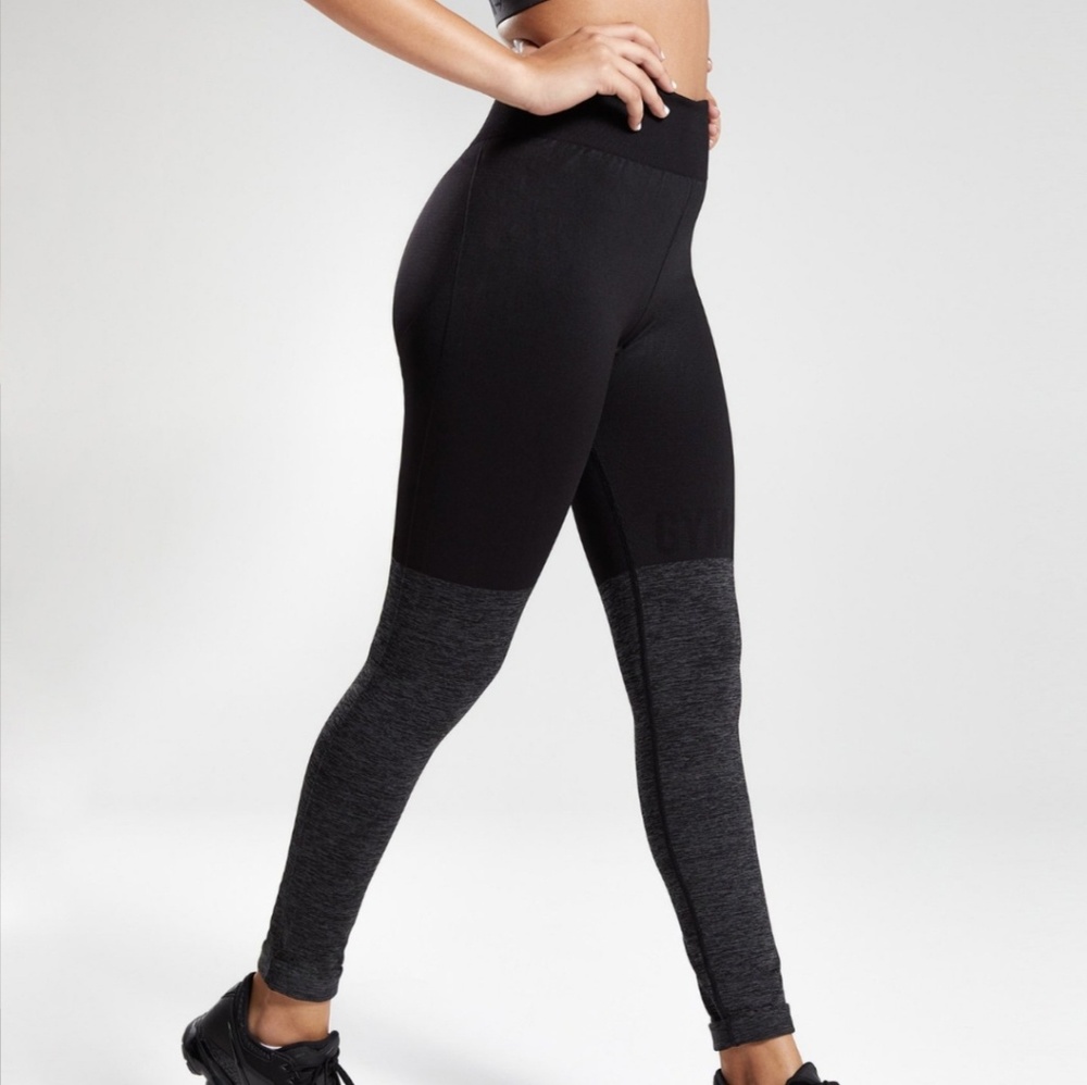 Black two tone seamless legging